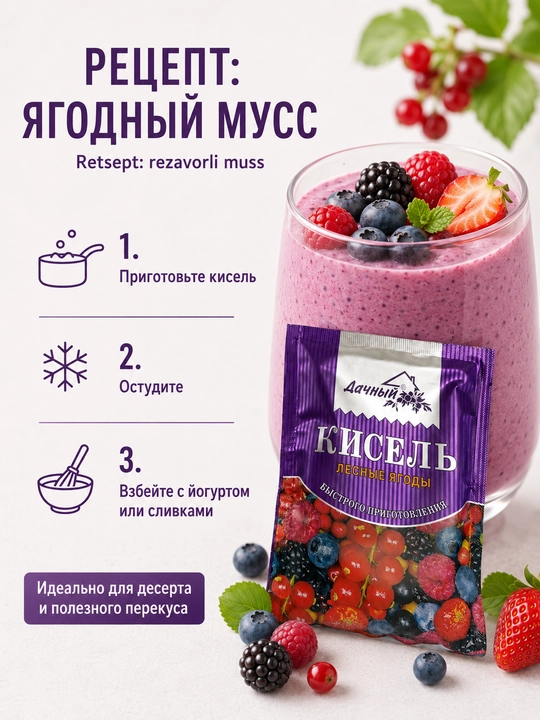 Kissel granulalari DACHNIY, o'rmon rezavorlari paketi, 30 g