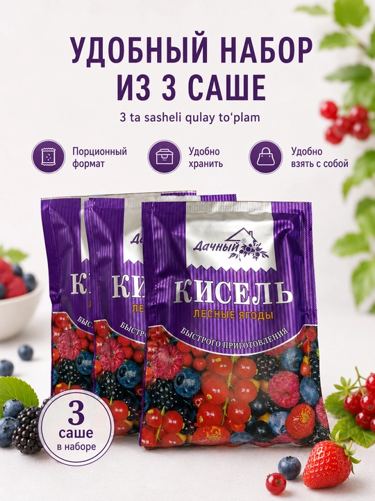 Kissel granulalari DACHNIY, o'rmon rezavorlari paketi, 30 g