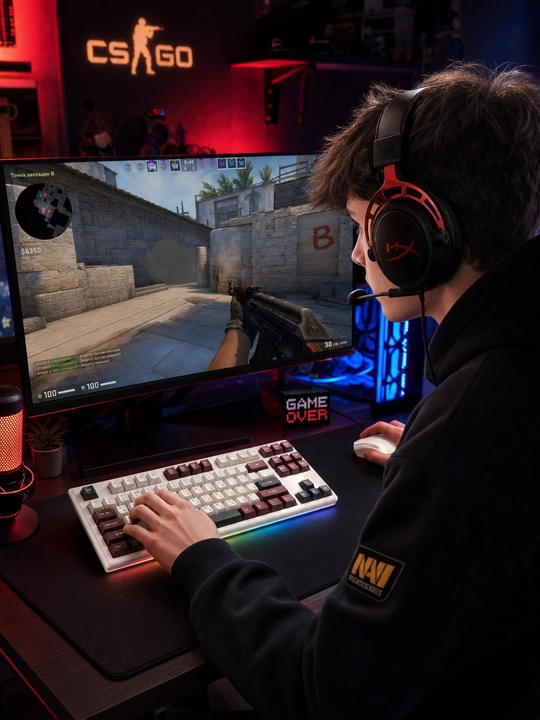 Игровая клавиатура SADES с RGB-подсветкой, 75%, 6000 мАч, три режима: BT/2.4G/USB