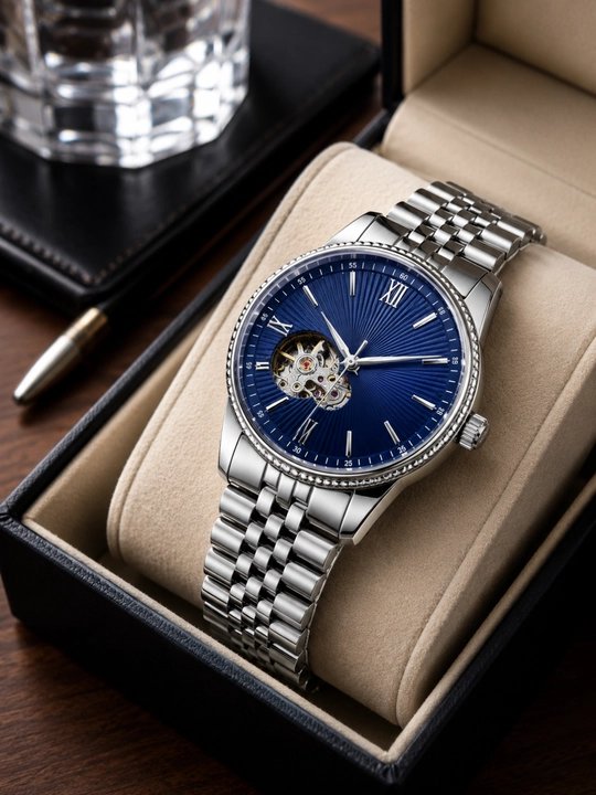 Erkaklar mexanik qo'l soati Rolex, Open Heart, metall bilaguzuk, avtomatik mexanizm
