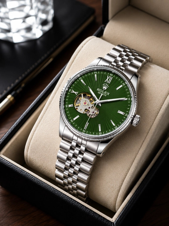 Erkaklar mexanik qo'l soati Rolex, Open Heart, metall bilaguzuk, avtomatik mexanizm