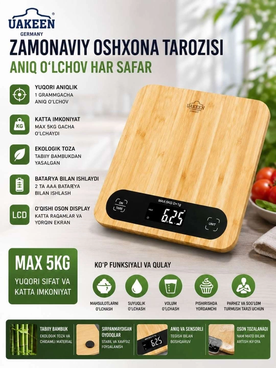 UAKEEN 5 kg elektron oshxona tarozisi - 