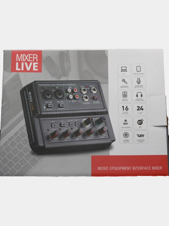 D4 LIVE miksher pulti audiointerfeys, strim va ovoz yozish uchun tashqi ovoz kartasi