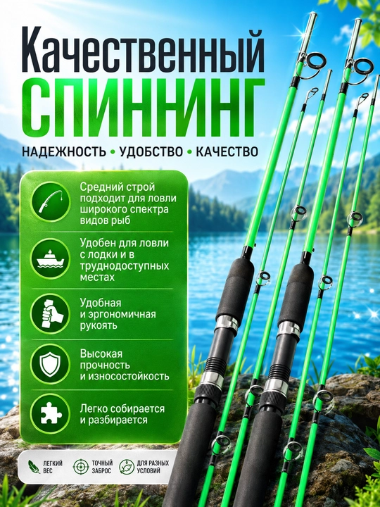 Спиннинг штекерный для рыбалки трехчастный TUOHAI 100-250 гр