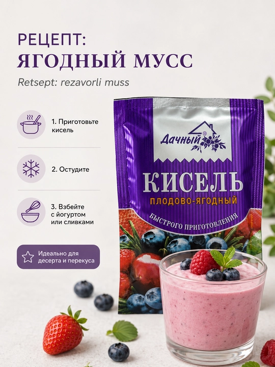 Kissel granulalari DACHNIY meva va rezavorlar paketi 30 g