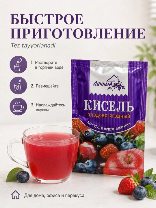 Kissel granulalari DACHNIY meva va rezavorlar paketi 30 g