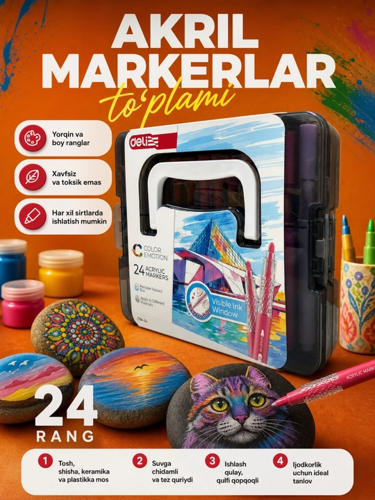 Akril marker, Deli, EC194, 24, 36 va 48 rang