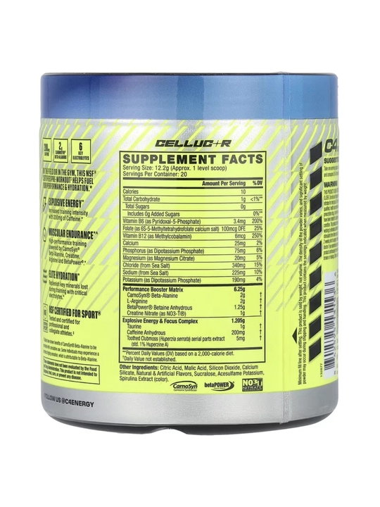 Mashg‘ulot oldi majmuasi CELLUCOR C4 Energetik, 30, 60 porsiya