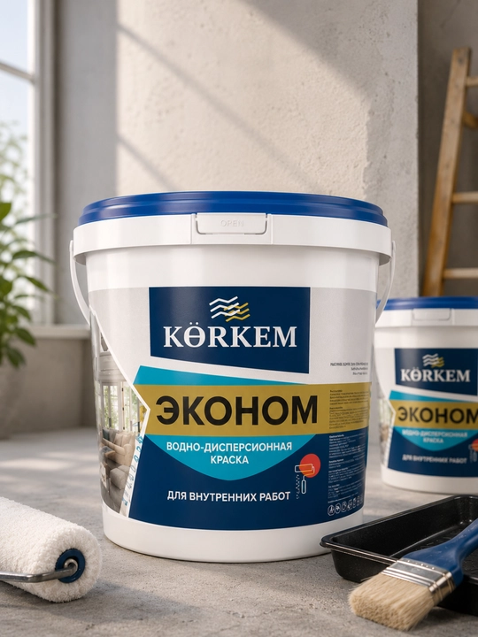 KÖRKEM — экономичная краска на водной основе для внутренних работ, для стен и потолков