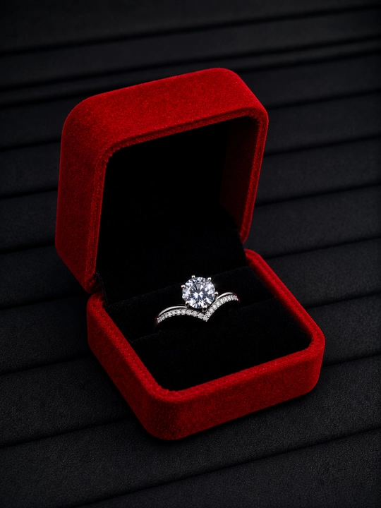 Ayollar uchun 925 kumush uzuk GRA Moissanite, toshli uzug universal o‘lcham