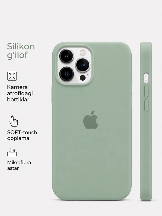 Silikon chexol iPhone 11–17, Pro va Pro Max uchun, Soft Touch, mikrofibrali - 
