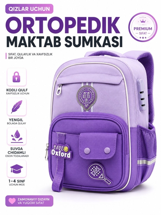 Maktab va bog'cha ryukzagi, sayr va sayohatlar uchun, 7-14 yoshgacha - 