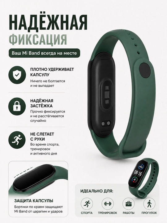 Xiaomi Mi Band 5, 6, 7 uchun silikon tasma