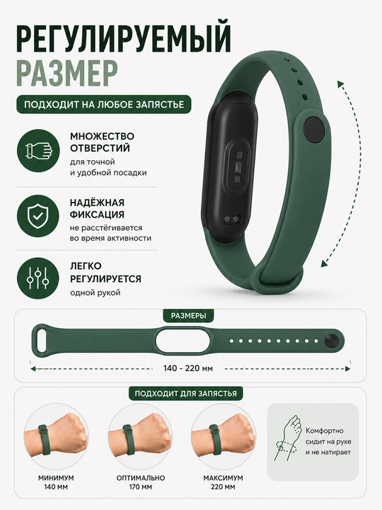 Xiaomi Mi Band 5, 6, 7 uchun silikon tasma