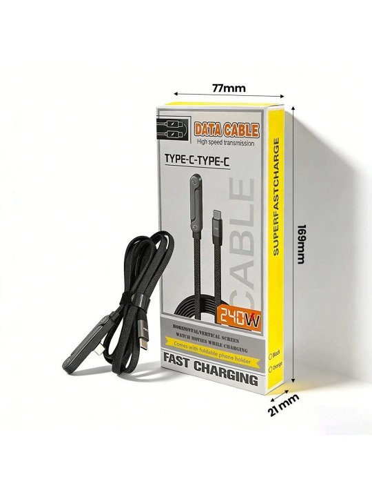 Кабель Type-C с держателем для телефона, 240 W