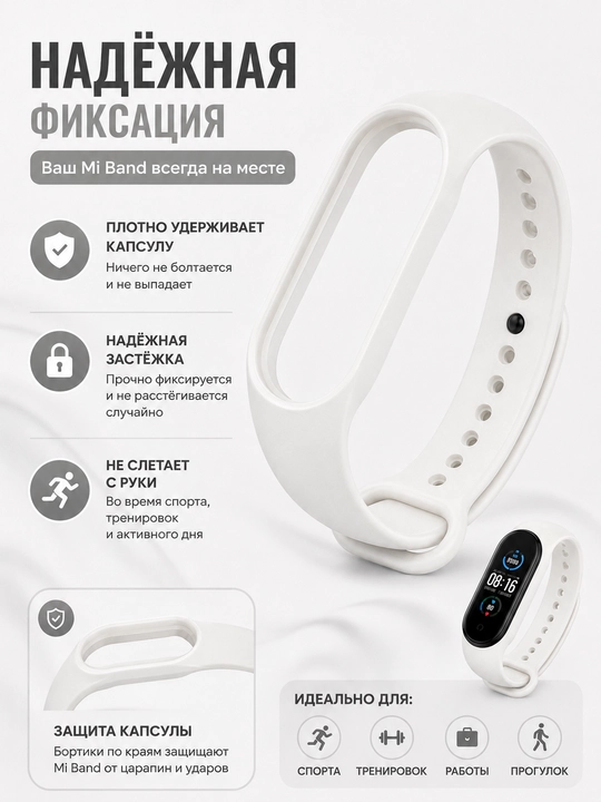 Xiaomi Mi Band 5, 6, 7 uchun silikon tasma