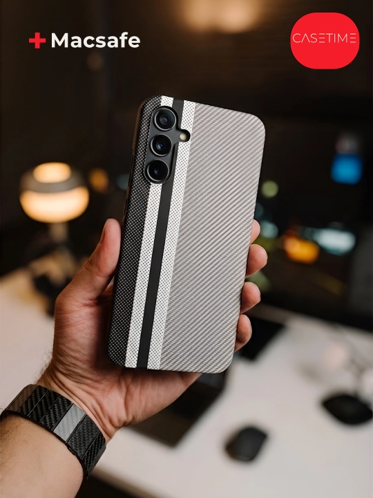 Samsung Galaxy A14, A15, A16, A17, A35, A54, A55, A56 uchun karbonli chexol — magsafe