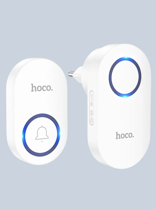 Simsiz eshik qo‘ng‘irog‘i Hoco HI25, 433.92 MHz, 60 melodiya, 150 m, oq rang