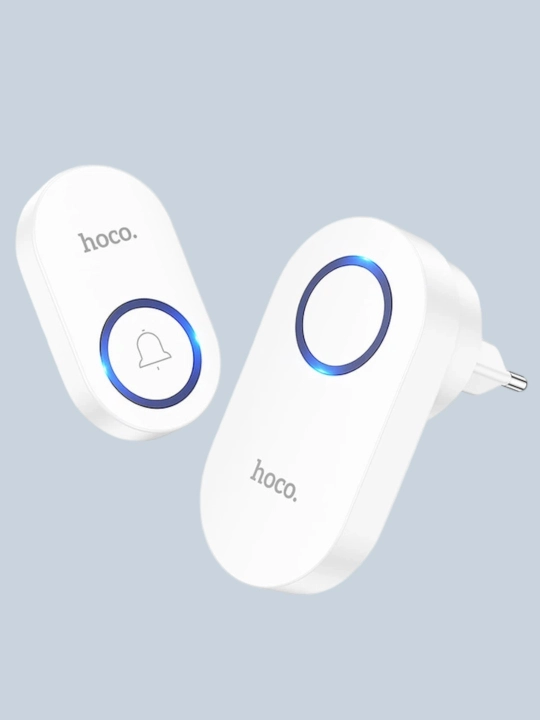 Simsiz eshik qo‘ng‘irog‘i Hoco HI25, 433.92 MHz, 60 melodiya, 150 m, oq rang