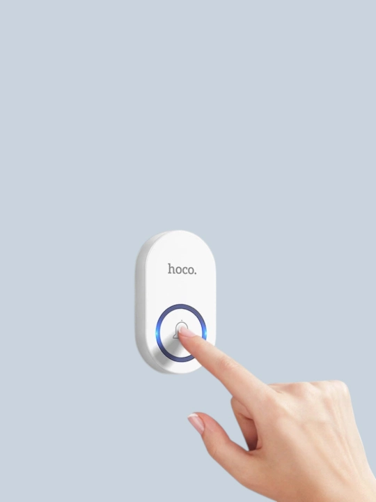 Simsiz eshik qo‘ng‘irog‘i Hoco HI25, 433.92 MHz, 60 melodiya, 150 m, oq rang