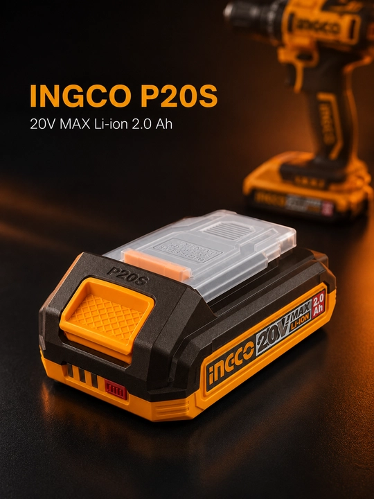 Аккумулятор INGCO P20S 20V MAX Li-ion 2.0 Ah, сменный блок для инструмента