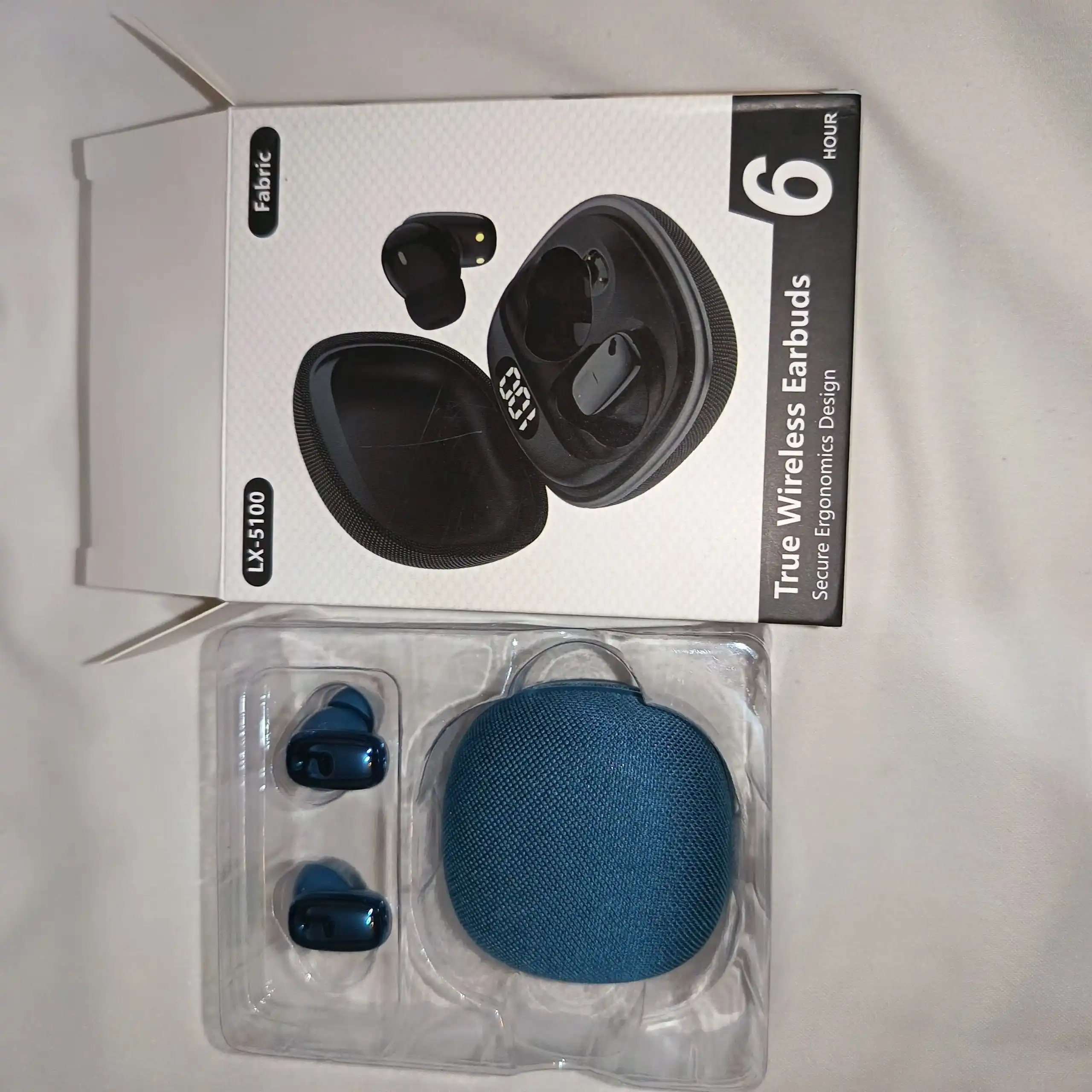Raqamli displeyli simsiz Bluetooth quloqchin, matoli premium g‘ilof, 6 rang