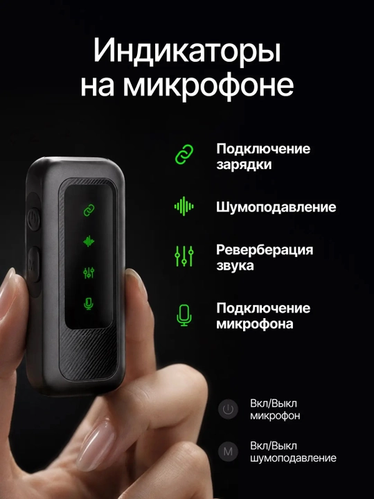 Микрофон петличный беспроводной для iPhone и Android 2 шт