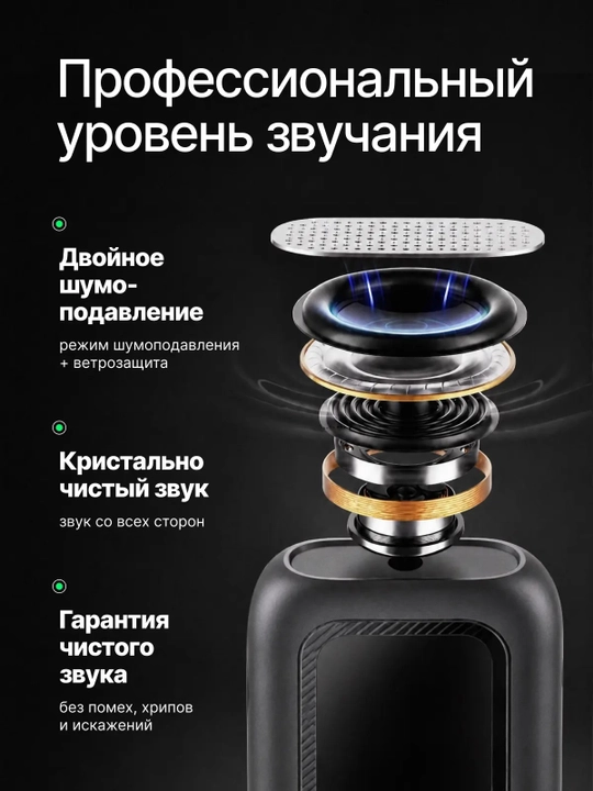 Микрофон петличный беспроводной для iPhone и Android 2 шт