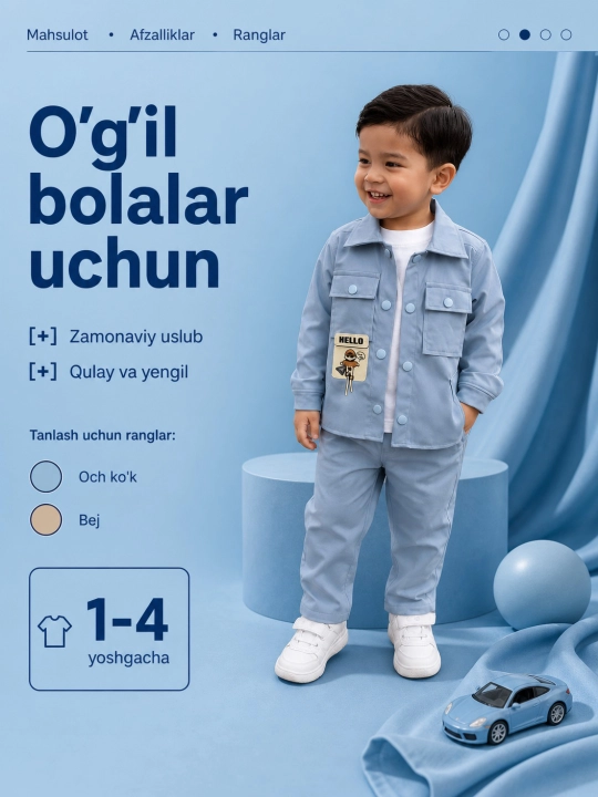 1-4 yoshli o‘g‘il bolalar uchun kuzgi uchlik - 