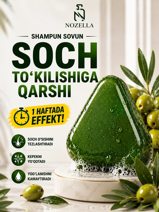 Nature Seven Green зелёное мыло — шампунь для укрепления корней волос - 