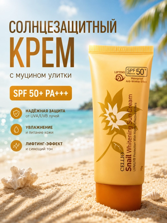 Солнцезащитный крем SPF 50+ для лица и тела, увлажняющий, 70 г - 