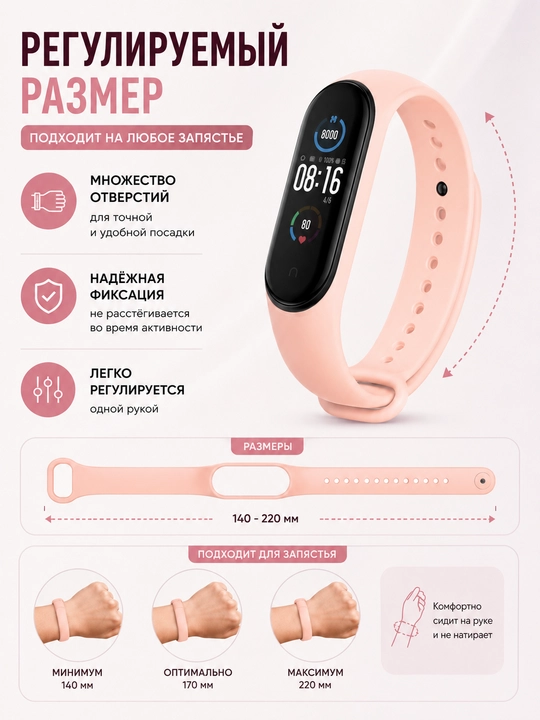 Xiaomi Mi Band 5, 6, 7 uchun silikon tasma
