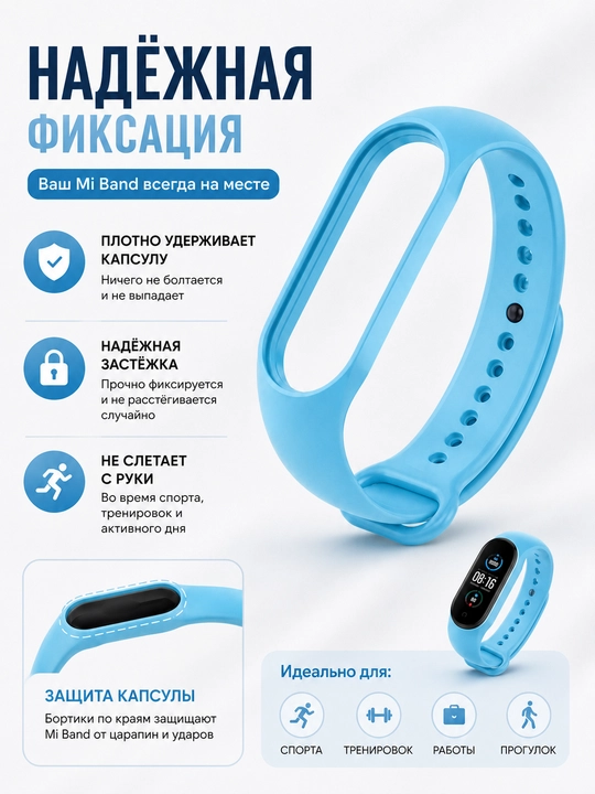 Xiaomi Mi Band 5, 6, 7 uchun silikon tasma