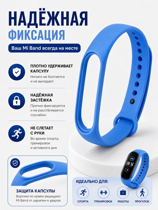 Xiaomi Mi Band 5, 6, 7 uchun silikon tasma