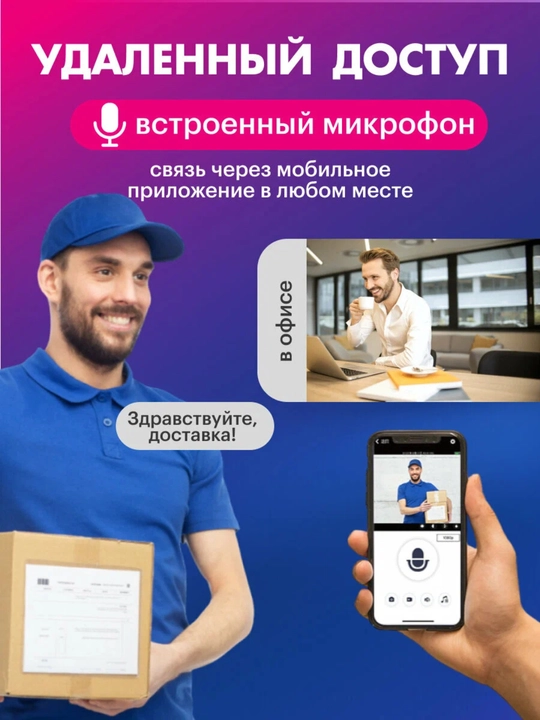 Умный видеозвонок с Wi-Fi, IP-камера HD, двусторонняя аудиосвязь, IP65, угол обзора 170°