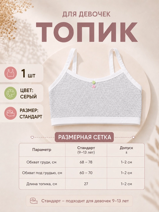 Топик для девочек, хлопковый топик, белый топик, нижнее бельё для девочек-подростков