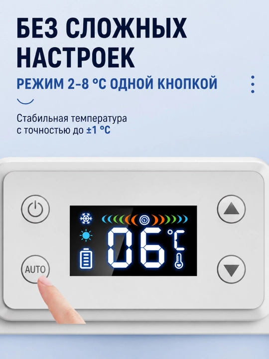 Insulin va dori-darmonlarni saqlash uchun ko‘chma avtomobil sovutgichi, 2-8°C haroratda