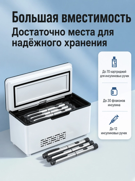 Insulin va dori-darmonlarni saqlash uchun ko‘chma avtomobil sovutgichi, 2-8°C haroratda