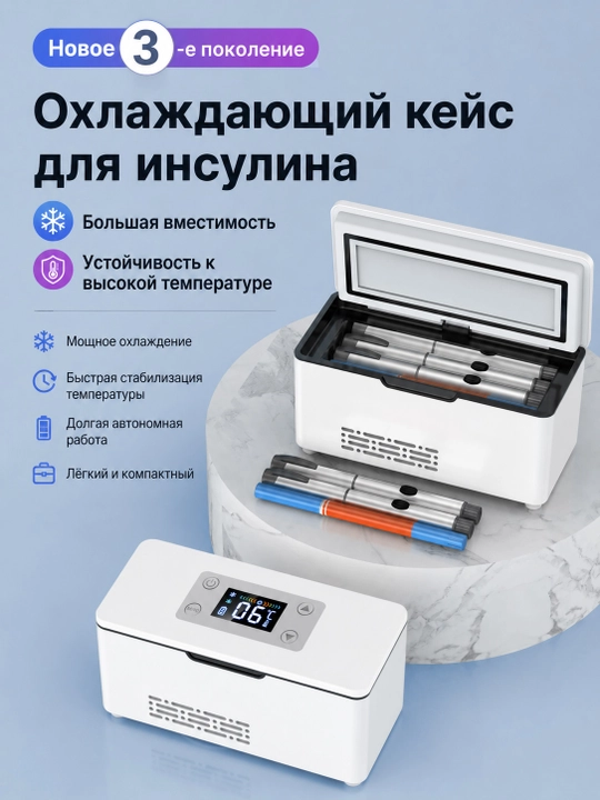 Insulin va dori-darmonlarni saqlash uchun ko‘chma avtomobil sovutgichi, 2-8°C haroratda