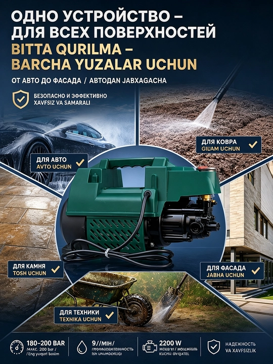 Автомойка высокого давления MOON 2200 Вт, оборудование для мойка, автомойка