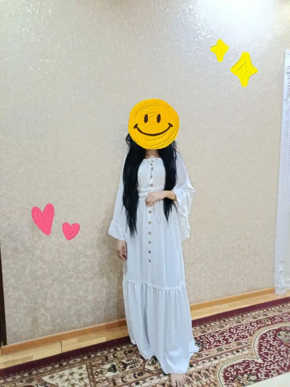 Dehqon ayolning uzun yengli, yengil va havoli libosi S M L XL o‘lchamiga mos keladi