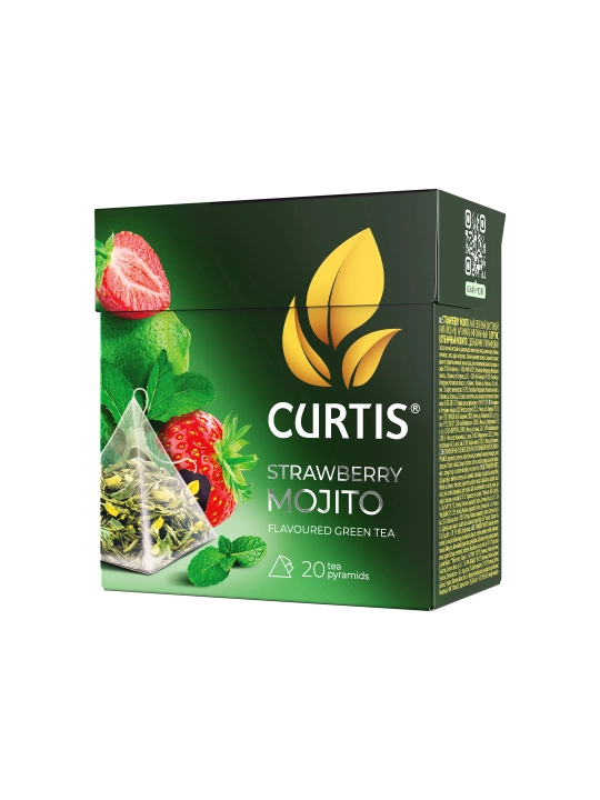 Ko'k choy Curtis "Strawberry Mojito" paketlarda, 20 ta piramidacha