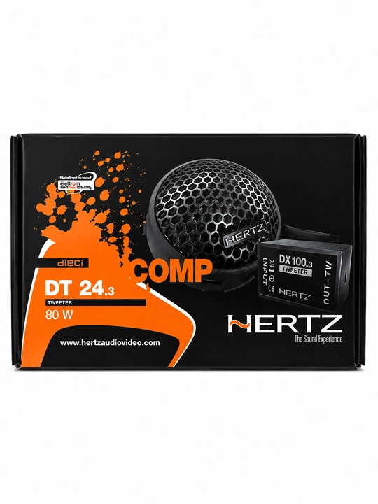 Avtotviter Hertz DT 24.3 25 mm (1 dyuym) komponent avtomobil akustikasi, 80W