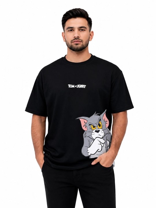 Футболка oversize с принтом Tom and Jerry хлопковая для мужчин и женщин свободного кроя - 
