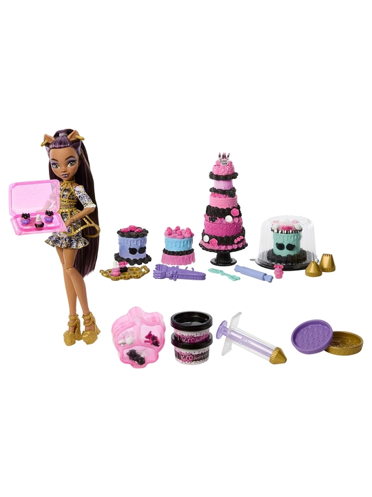Monster High Scary Sweet Birthday Cake Kit, кукла Clawdeen Wolf, 20+ аксессуаров - 