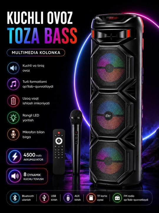 ZQS8301 колонка — портативный Bluetooth speaker с мощным звуком - 