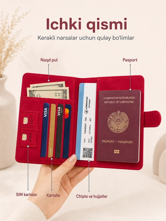 Обложка для паспорта Travel Wallet, с магнитной застёжкой