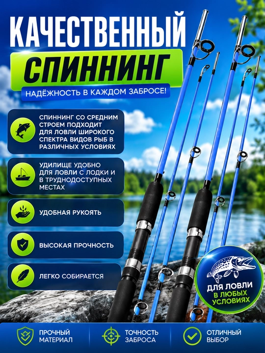 Спиннинг штекерный для рыбалки трехчастный TUOHAI 100-250 гр