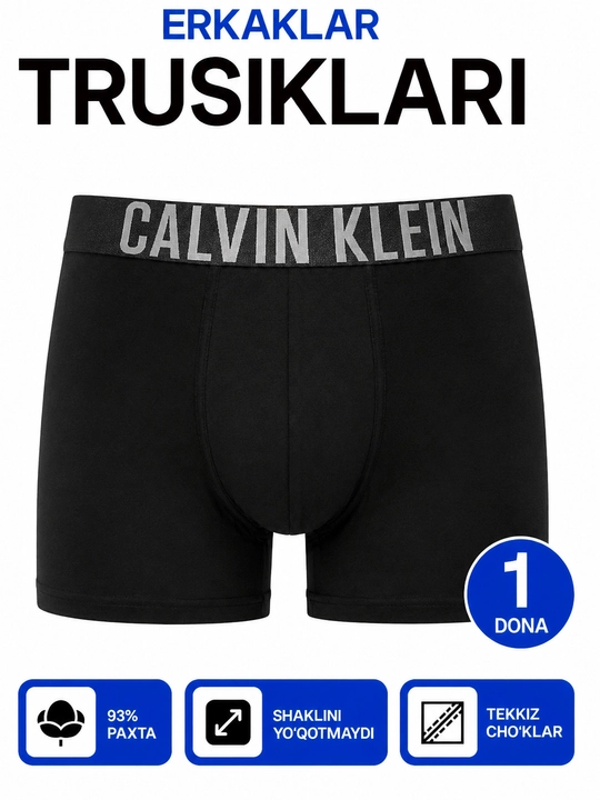 Calvin Klein erkaklar trusiklari, 1 dona, 93% paxtadan, qulay erkaklar ichki kiyimi - 