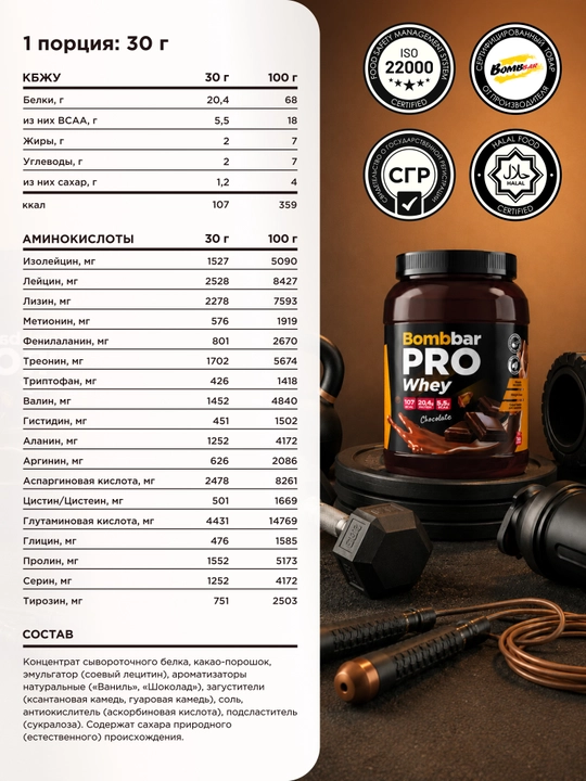 Протеин сывороточный Whey Protein Bombbar, без сахара, 450 г / 900 г